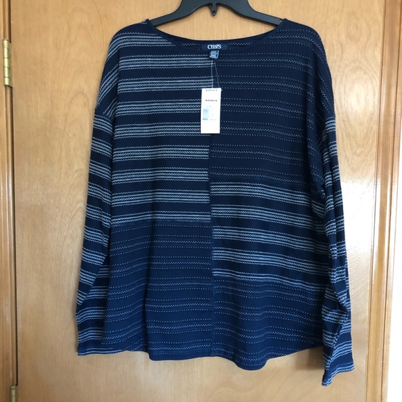 Women’s XL long sleeve Chaps Navy Blue pullover top - Picture 1 of 4